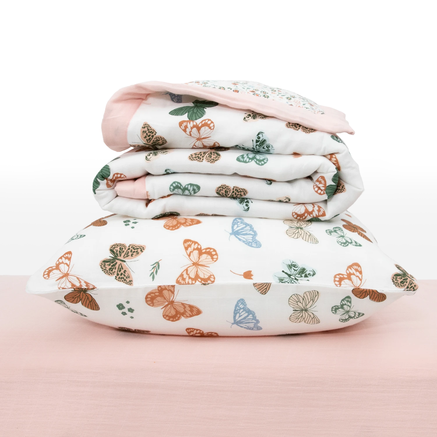Cotton Muslin Toddler Bedding 3 Piece Set - Butterflies 2 Cotton Muslin Toddler Bedding 3 Piece Set - Butterflies - Image 2