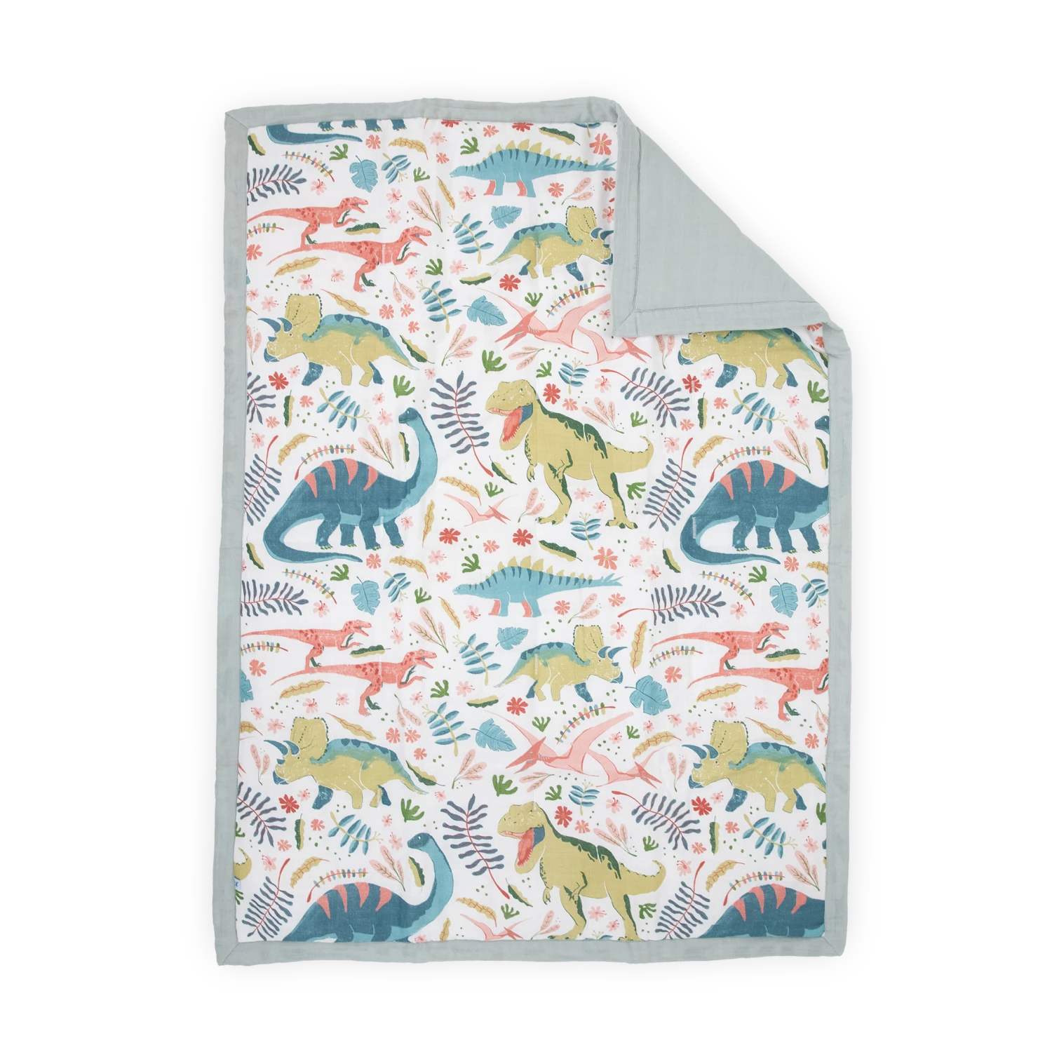 Cotton Muslin Toddler Comforter - Boho Dino 1 Cotton Muslin Toddler Comforter - Boho Dino