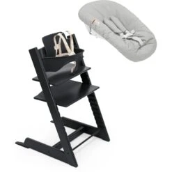 Stokke Tripp Trapp High Chair² With Newborn Set -Tiny Baby Essentials Store USCA TT Bundle 25 Saving TTBlack BSBlack HarnessWhite NBWhite Opt2 300 1