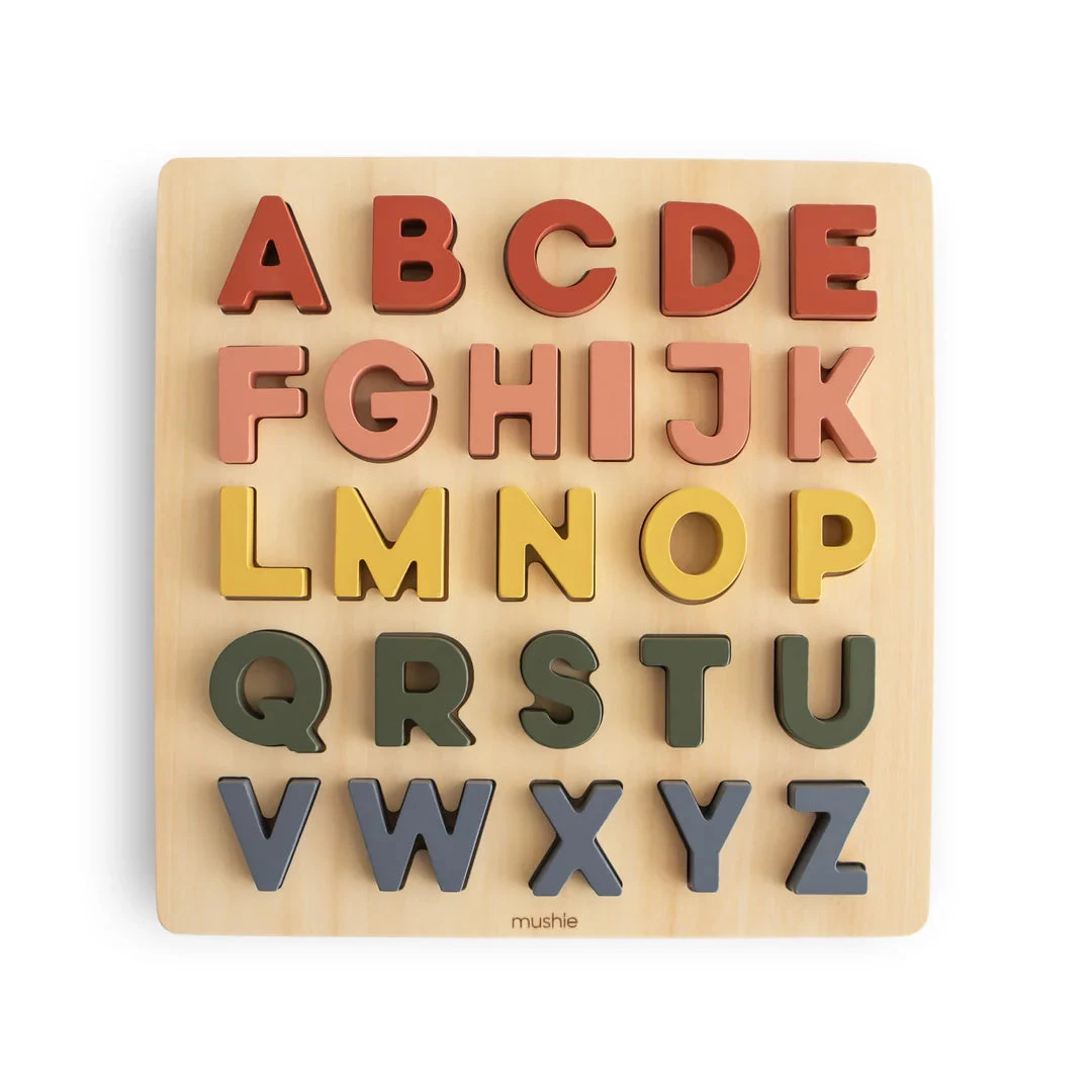 Mushie Wooden Alphabet Puzzle 1 Mushie Wooden Alphabet Puzzle