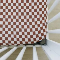 Bamboo Stretch Crib Sheet | Rust Checkered
