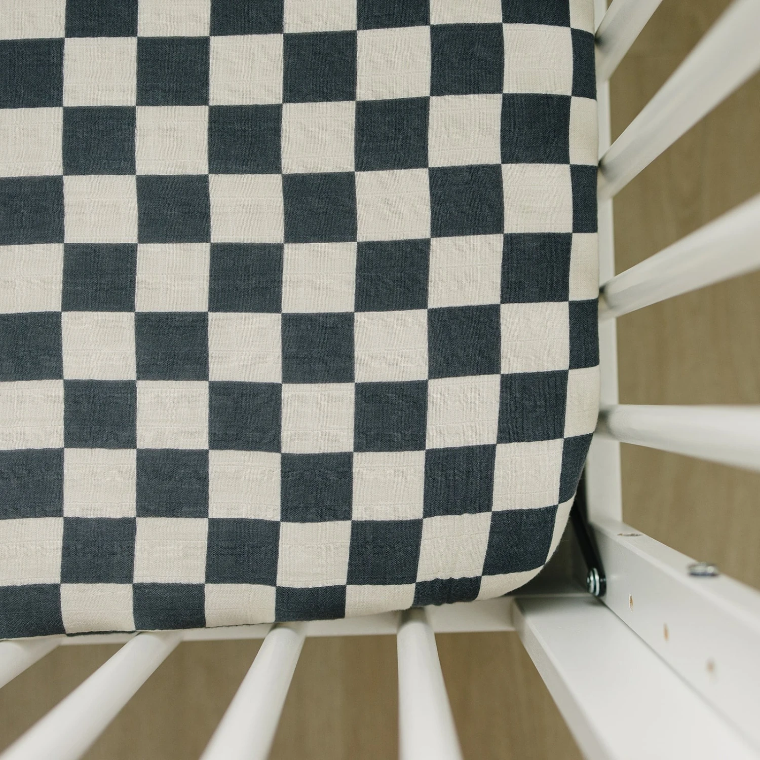 Muslin Crib Sheet | Charcoal Checkered 1 Muslin Crib Sheet | Charcoal Checkered