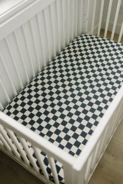 Muslin Crib Sheet | Charcoal Checkered 9 Muslin Crib Sheet | Charcoal Checkered -Tiny Baby Essentials Store Z4A1357 websize