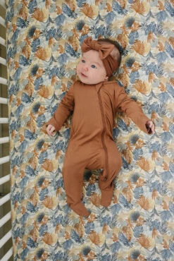 Muslin Crib Sheet | Paradise Palms -Tiny Baby Essentials Store Z4A2218 websize