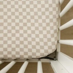 Bamboo Stretch Crib Sheet | Taupe Checkered