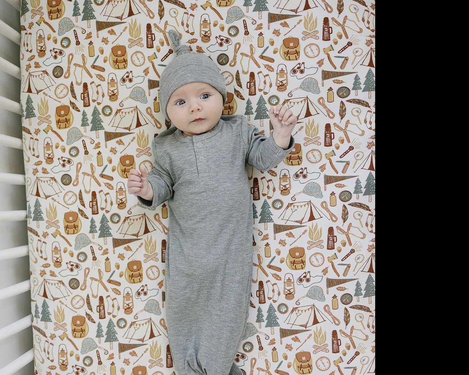 Bamboo Stretch Crib Sheet | Camping Trip 3 Bamboo Stretch Crib Sheet | Camping Trip - Image 3