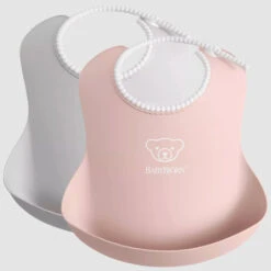 Babybjorn Soft Bib 2 Pack -Tiny Baby Essentials Store babybjorn 2 pack baby bibs grayandpinkcopy