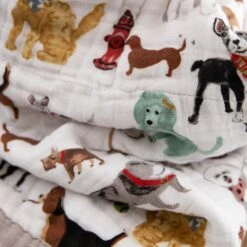 Cotton Muslin Baby Quilt - Woof -Tiny Baby Essentials Store babyblankets 3649