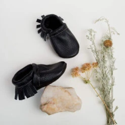 Baby Leather Moccasins -Tiny Baby Essentials Store blackmoc