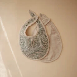 Mushie Muslin Bib 2-Pack 21 Mushie Muslin Bib 2-Pack -Tiny Baby Essentials Store greenpaisley fog bibs