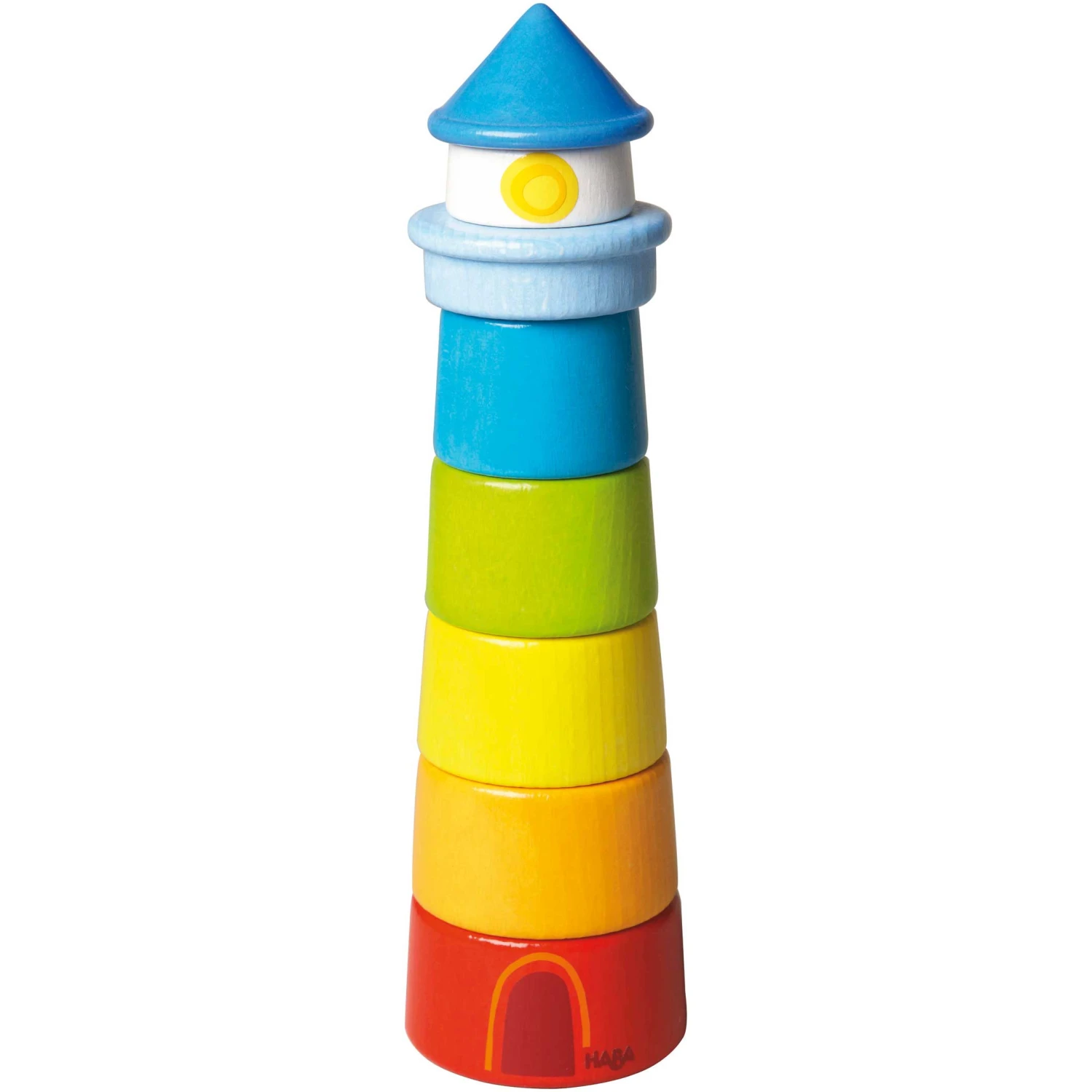 HABA Lighthouse Wooden Rainbow Stacker 1 HABA Lighthouse Wooden Rainbow Stacker