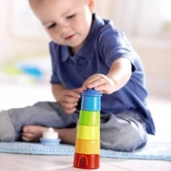 HABA Lighthouse Wooden Rainbow Stacker 8 HABA Lighthouse Wooden Rainbow Stacker -Tiny Baby Essentials Store haba stacking sorting lighthouse wooden rainbow stacker 28750674133090