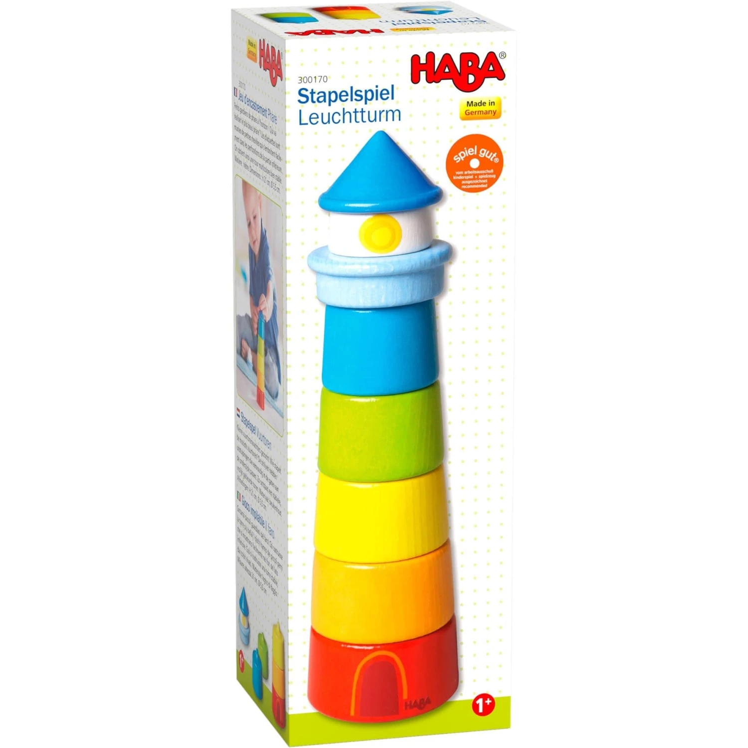 HABA Lighthouse Wooden Rainbow Stacker 6 HABA Lighthouse Wooden Rainbow Stacker - Image 6