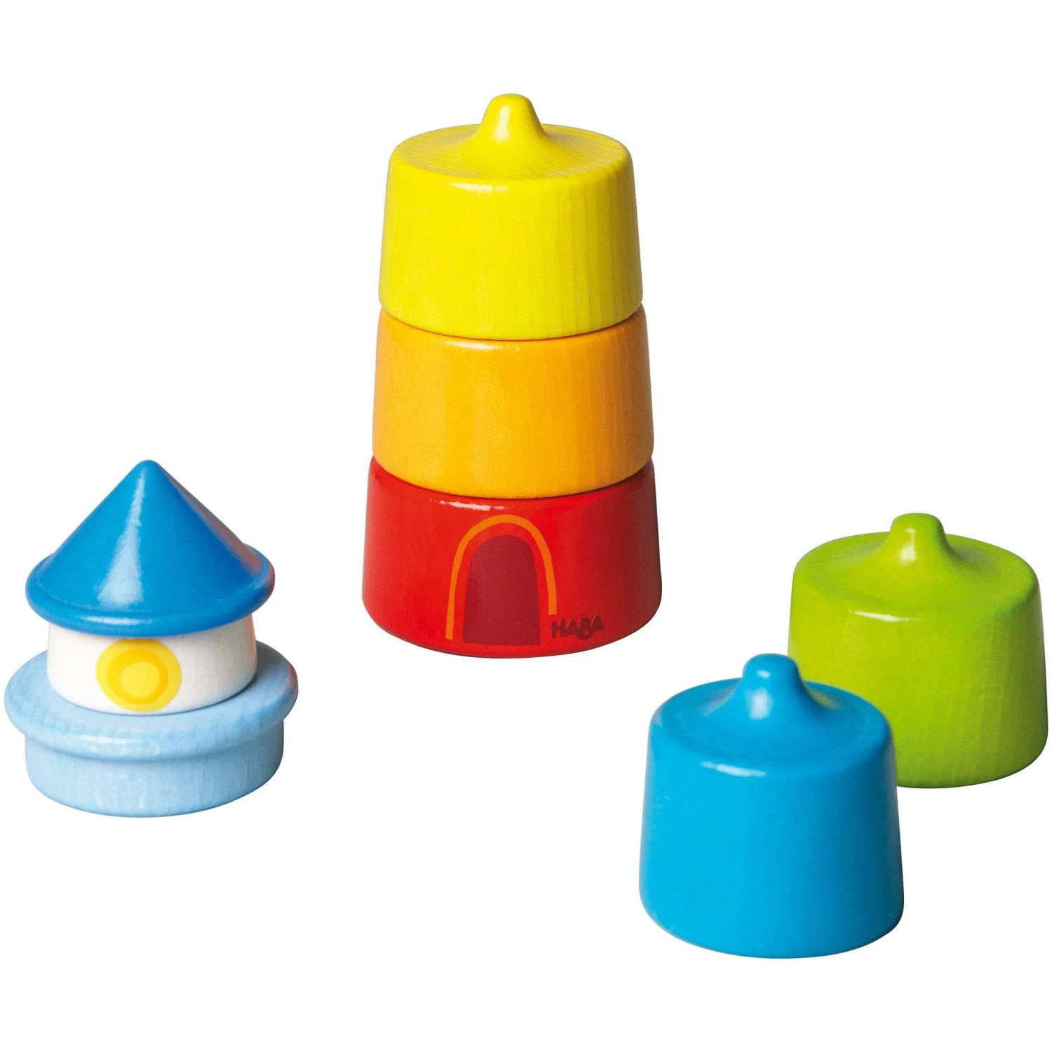 HABA Lighthouse Wooden Rainbow Stacker 4 HABA Lighthouse Wooden Rainbow Stacker - Image 4