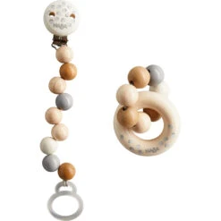Haba Baby Gift Set Teether And Pacifier Clip | Dots