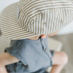 Five-Panel Cap -Tiny Baby Essentials Store hey0august co cap linen stripe3 20c5d970 c8c5 416a b9b8 7e4e8956b4df