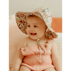 Baby & Toddler Sunhats -Tiny Baby Essentials Store huggalugs sunhat vintage flora2