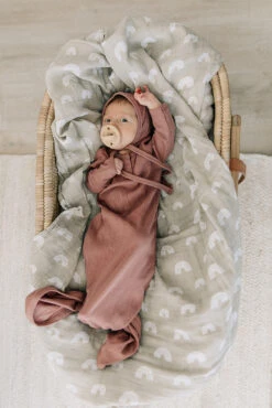 Organic Cotton Ribbed Knot Gown | Dusty Rose -Tiny Baby Essentials Store image ed88fd13 ebcb 4992 b051 d27dd5a7ed2d