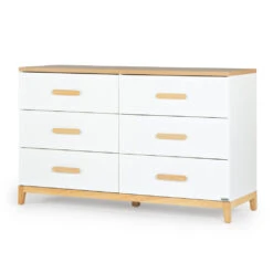 Lala Big 6-Drawer Dresser | White/Red Oak