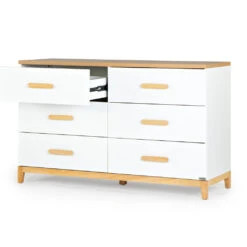 Lala Big 6-Drawer Dresser | White/Red Oak -Tiny Baby Essentials Store lala big dresser6