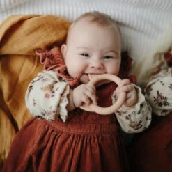 Mushie Teething Ring -Tiny Baby Essentials Store lifestyle1blushcattether