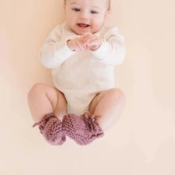 Classic Booties -Tiny Baby Essentials Store mauve booties3
