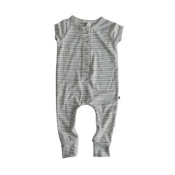 T-Shirt Romper | Micro Olive Stripe