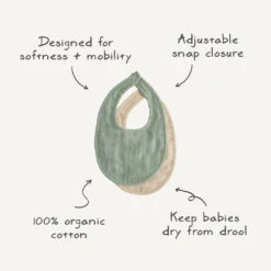 Mushie Muslin Bib 2-Pack 26 Mushie Muslin Bib 2-Pack -Tiny Baby Essentials Store muslin bibs infograph