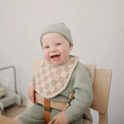 Mushie Muslin Bib 2-Pack 27 Mushie Muslin Bib 2-Pack -Tiny Baby Essentials Store natural check bib