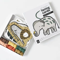 Lacing Cards 26 Lacing Cards -Tiny Baby Essentials Store open box jungle animal lacing card