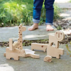 Petit Collage Safari Wooden Puzzle + Play Set -Tiny Baby Essentials Store safarilf