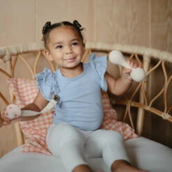 Mushie Silicone Baby Rattle Toy 36 Mushie Silicone Baby Rattle Toy -Tiny Baby Essentials Store smiley girl 4