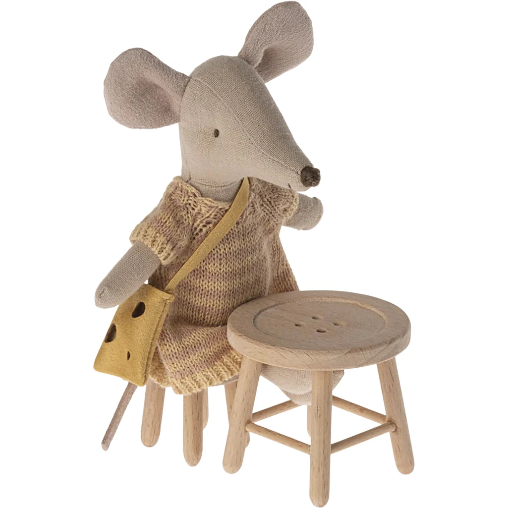 Maileg Table & Stool Set, Mouse 2 Maileg Table & Stool Set, Mouse - Image 2