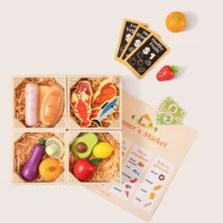 Wooden Play Food For Kitchen With NO Rack