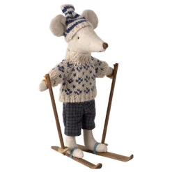 Maileg Winter Mouse With Ski Set -Tiny Baby Essentials Store winter mouse with ski set dad blue 01