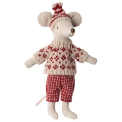 Maileg Winter Mouse With Ski Set -Tiny Baby Essentials Store winter mouse with ski set mom red 03