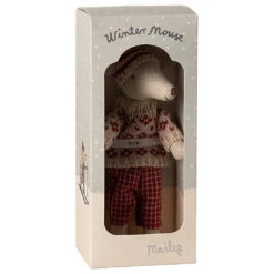 Maileg Winter Mouse With Ski Set -Tiny Baby Essentials Store winter mouse with ski set mom red 04